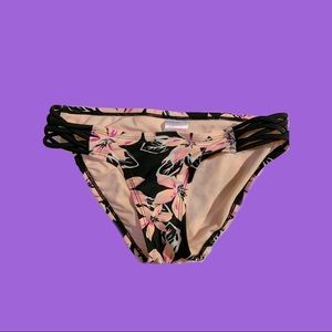 Fun bikini bottoms! Black with peachy flowers XS/S